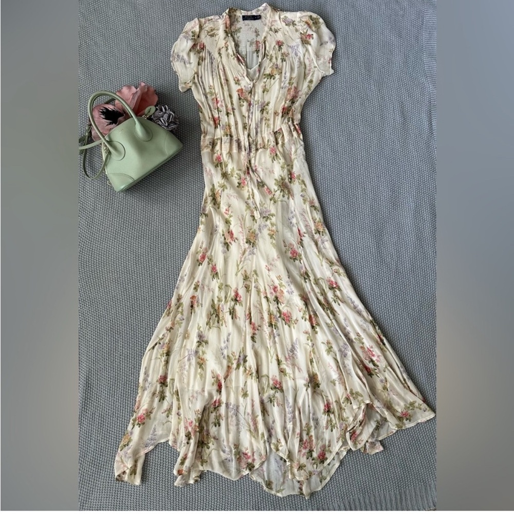 Polo Ralph Lauren Floral Tie Neck Maxi Size Medium